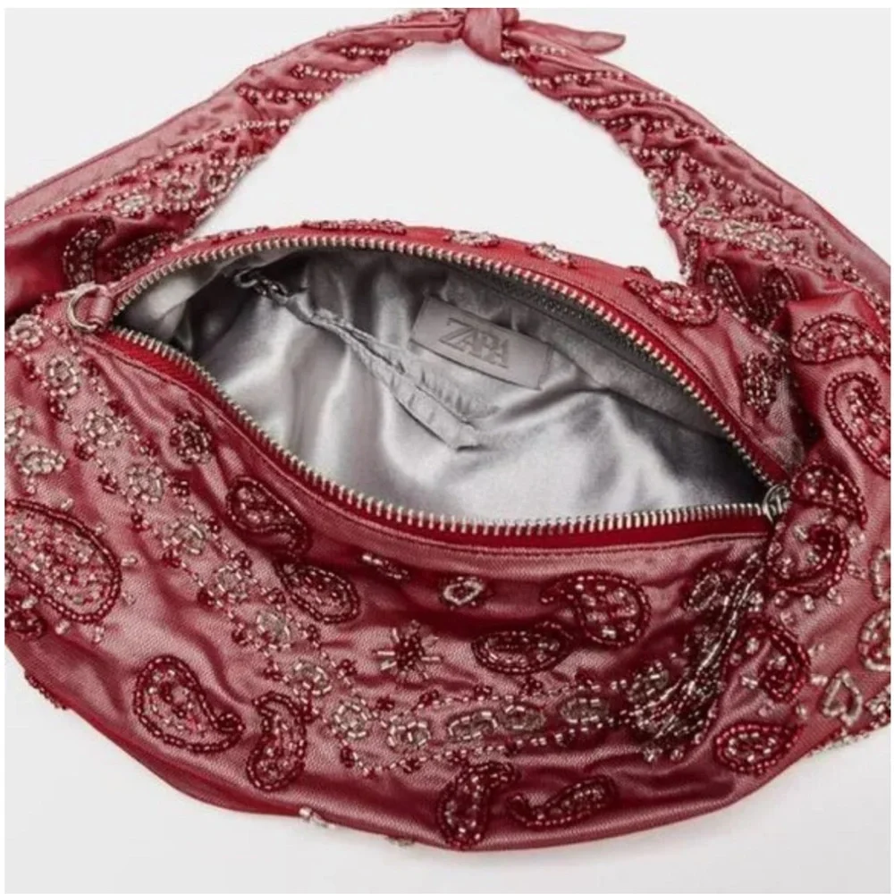 Zara Beaded Bandana Print Women's Bag - Picture 5 of 7